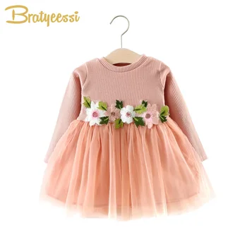 

Princess Baby Girl Dress Embroidery Flowers Baby Girl Clothes Dresses Kids Cotton Spring Autumn 1 Year Birthday Vestido Infantil