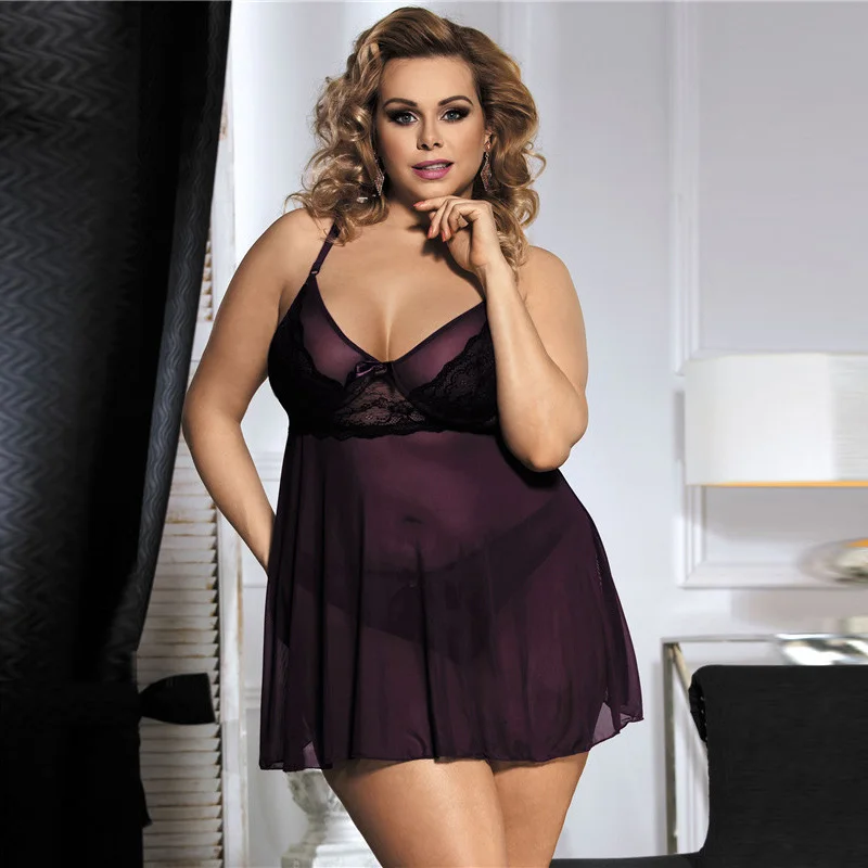 Ohyeahlover biancheria INTIMA сексуальное nuisette Femme пикантные Dentelle халат сексуальная langerie RM80274 плюс Размеры привлекательным фиолетовый мини-платье