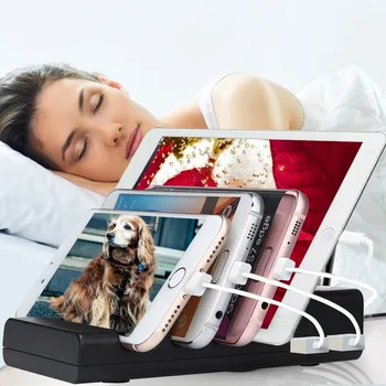 

Multi 4 Port USB Charger Station Stand Holder Dock Universal Desktop Charger Organizer for Samsung For Oneplus 5t Phone & Tablet