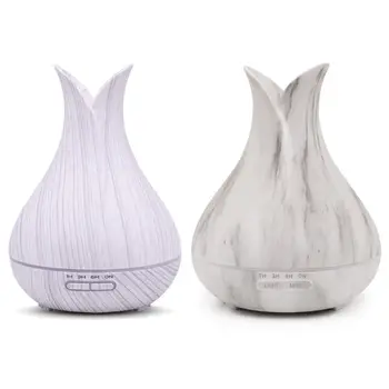 

400ml Marbling Air Humidifier Wood Grain Humidifier Remote Control Ultrasonic Air Aroma Purifier With 7 Color LED Lights Electri