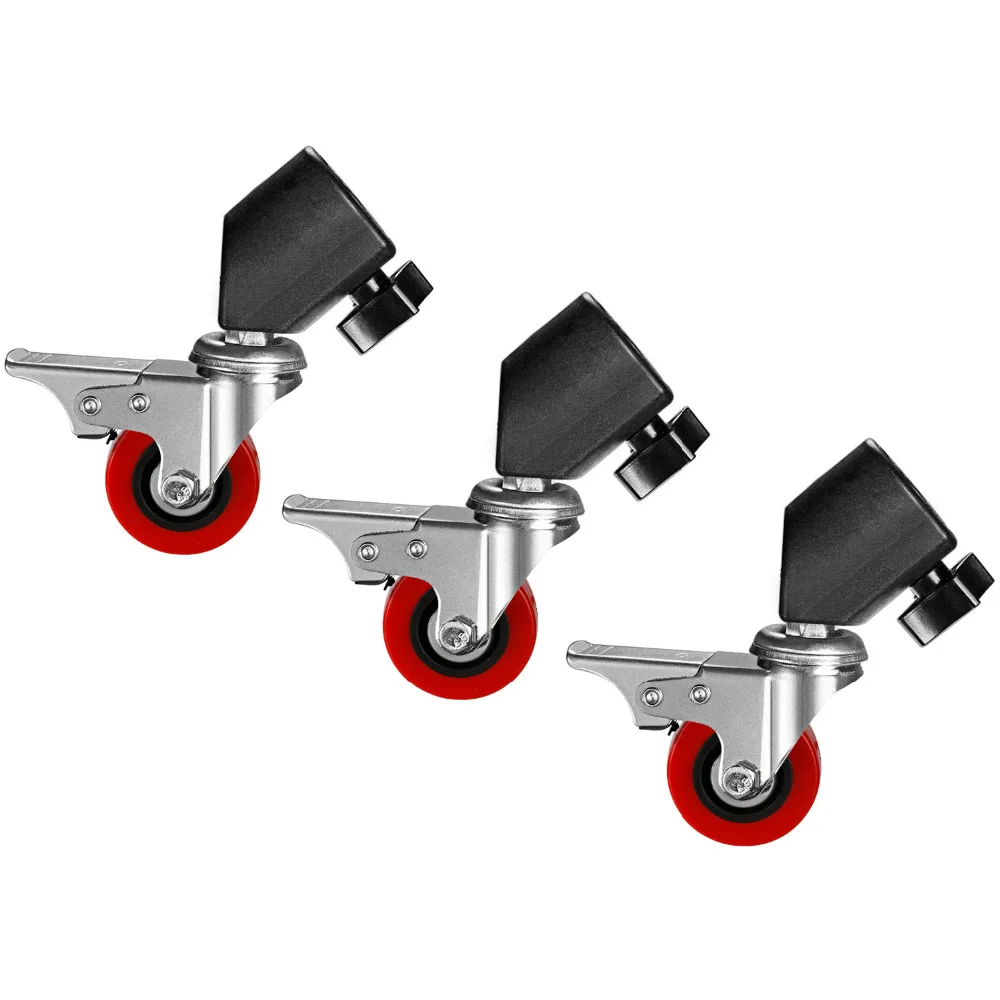 

Neewer 3 Packs Professional Swivel Caster Wheel Set-Durable Metal Construction with Rubber Base for Light Stand with 16-22mm Leg