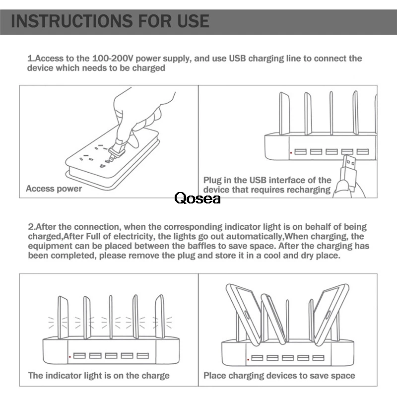 Qosea Smart 5 USB многофункциональное зарядное устройство зарядная станция Док-станция 5 портов док-станция Подставка держатель для смартфона iPad Tablet EU US Plug