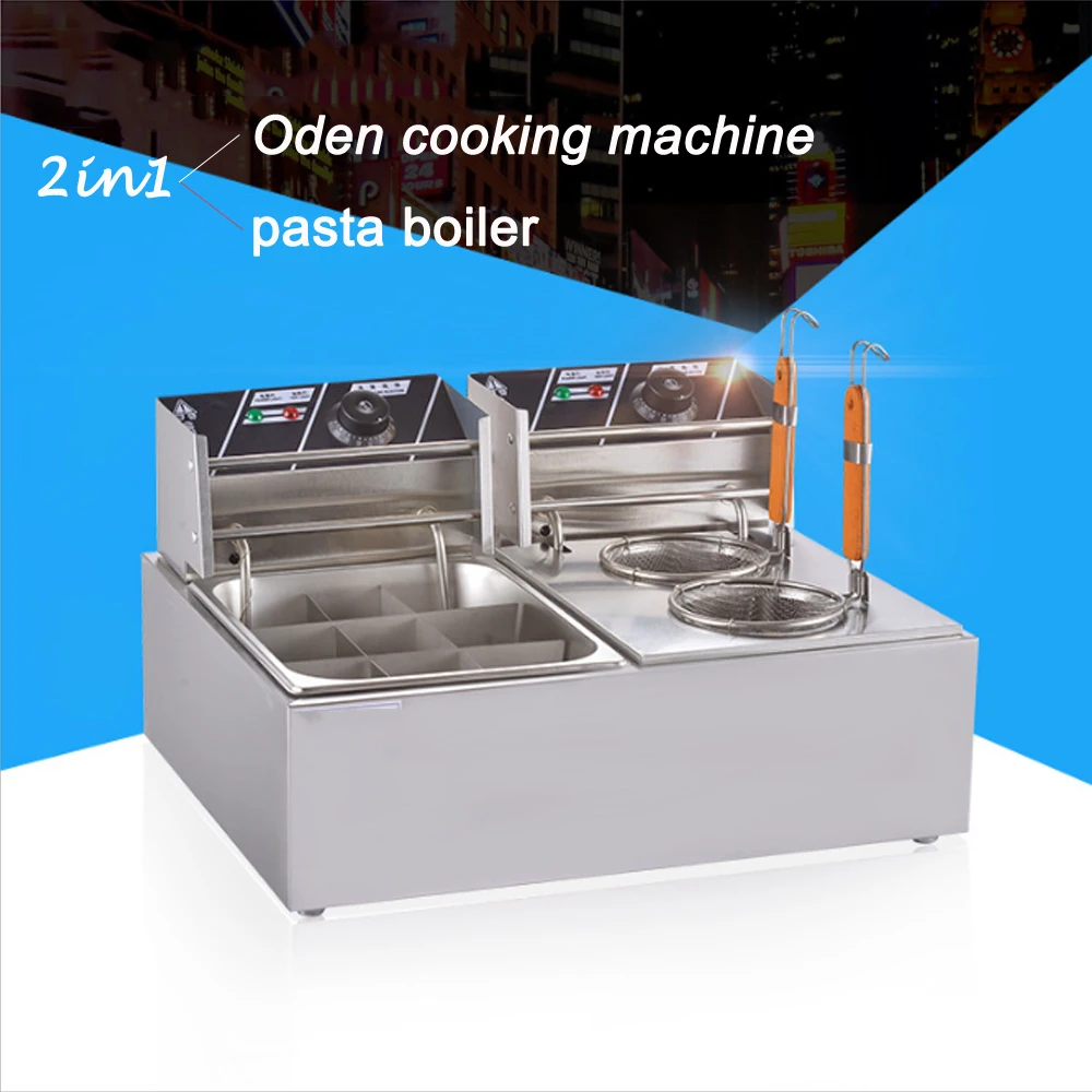 

Commercial Stainless Steel Pasta Boiler Double Control Panels Kanto Cooking Machine Noodle Cooker Skewered Food Making Tools