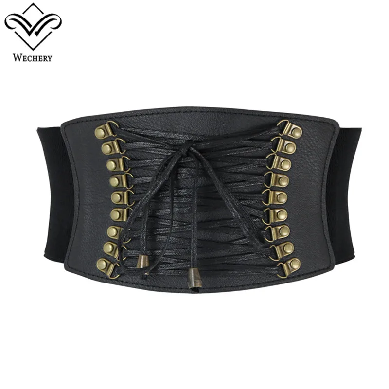 

Wechery Waist Trainer Women Gothic Underbust Bustiers Lace Up Tummy Slimming Belly Belt Corset Sexy Tops Belts Leather Corset