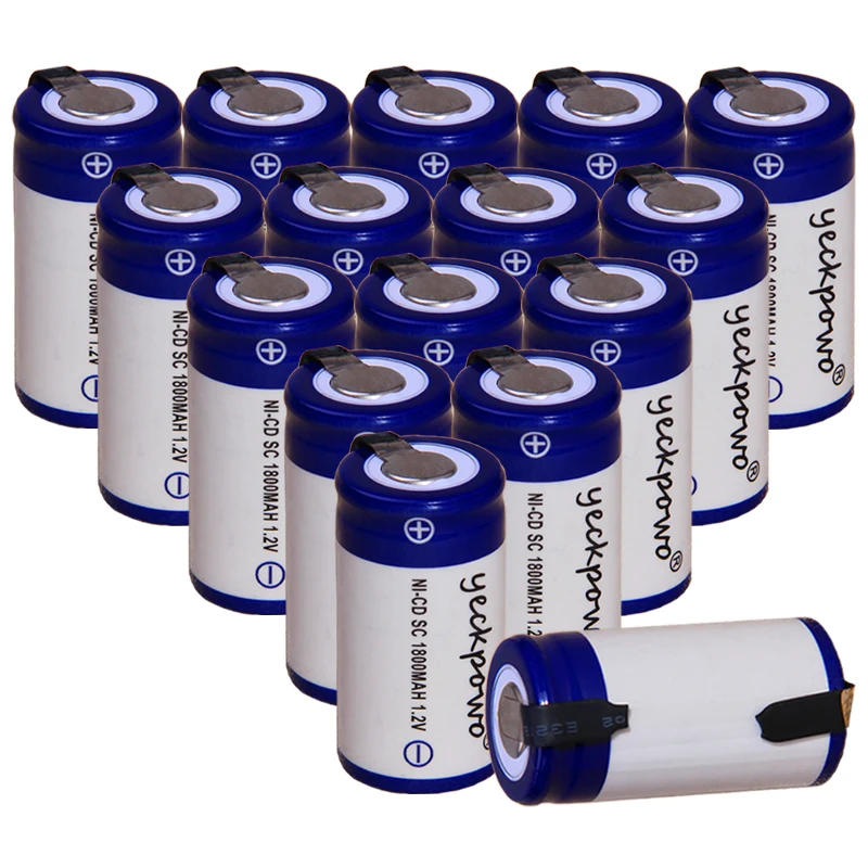 

yeckpowo 16 pieces SC battery 1,2v batteries nicd rechargeable for power tools 1800mAh for drill screwdriver real capacity