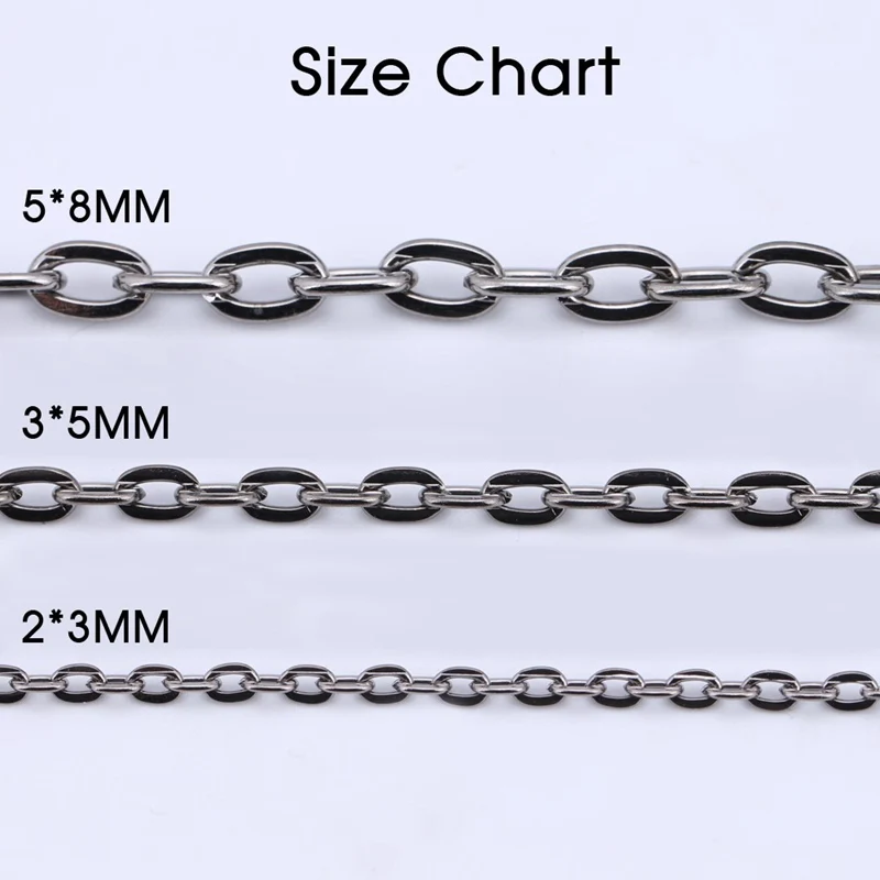 Полукруглая 10 метров 2*3/3*4/5*8 мм металлическая цепочка для ожерелья оптом подходит для браслета DIY ремесла цепочка для изготовления ювелирных изделий Аксессуары
