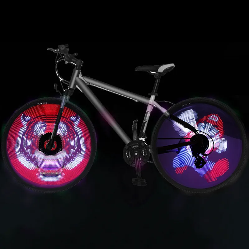 Best DIY bicycle light 64 LED Bicycle Wheel Spoke Light Waterproof Light Road Bike Smart Lamp Double-sided Display Pattern led bike 3