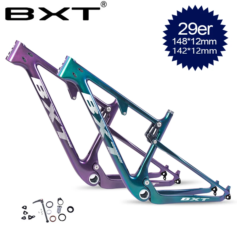 

Full carbon suspension Mountain Bike 29er T800 Carbon Frame Rear Shock 165*38mm*22mm MTB Bicycle Frame with Headset Clamp