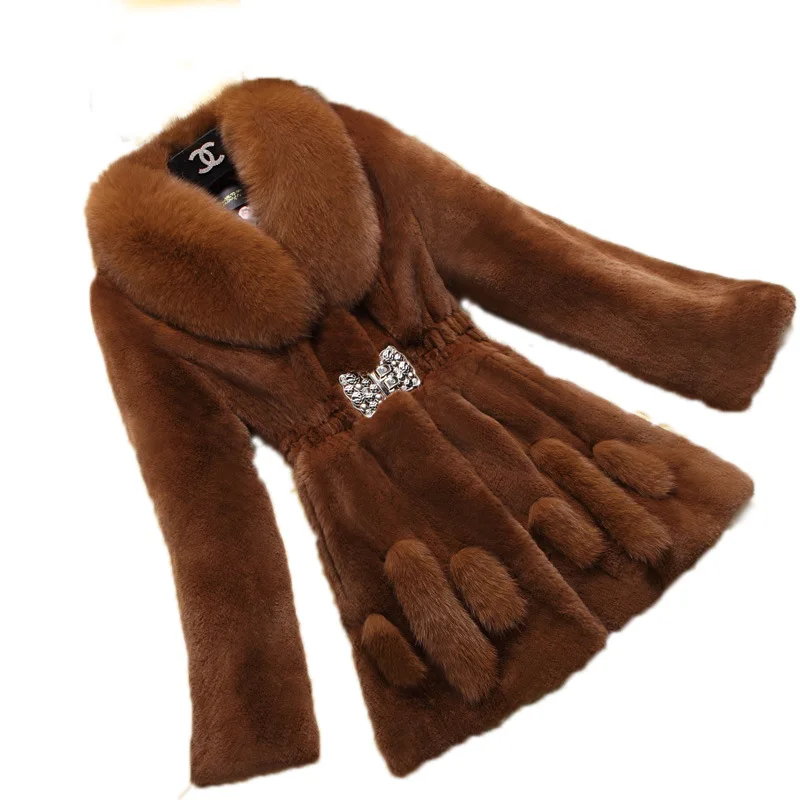 

Europe and America New Fashion Women Winter Clothes High imitation rabbit Fur Coats Lady Fox Fur Coat