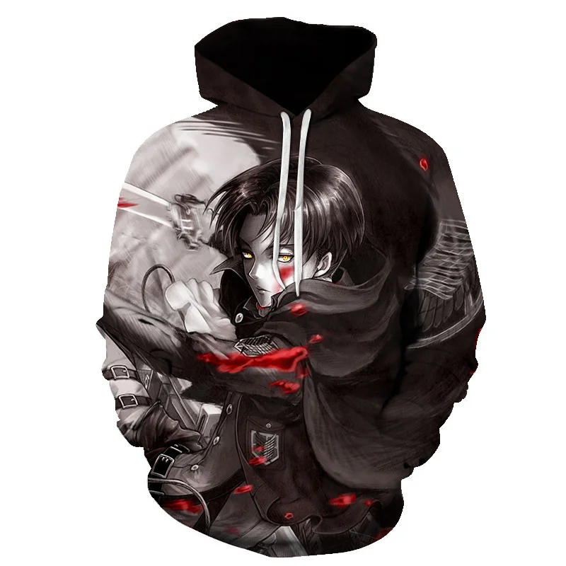 

Attack On Titan 3D Digital Print casual Pocket Hooded Sweatshirt Big Pockets Hoodie Sweatshirt Long Sleeve for adult