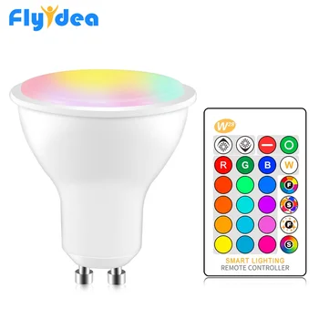 

GU10 LED spotlight 8W RGB + White light bulb 220V 110V Dimmable Home Decoration lighting color changing lamp cup + IR Control