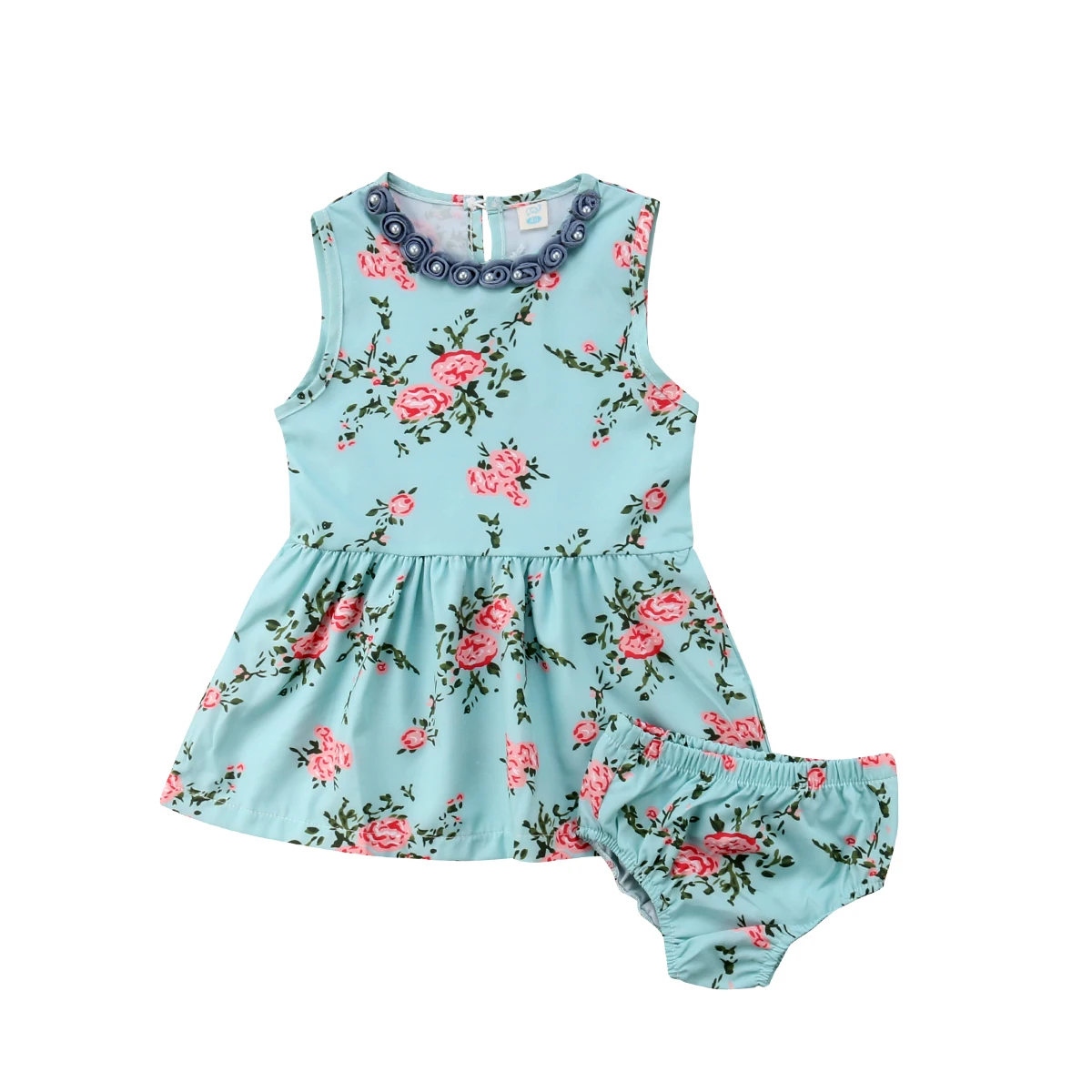 Toddler Kids Baby Girls Princess Floral Dress+Shorts Sleeveless Party