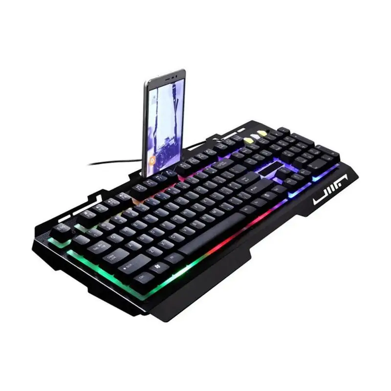 

Backlight Gaming USB Receiver Wired Keyboard Mechanical Feel G700 LED Rainbow Color Games And Office Necessities