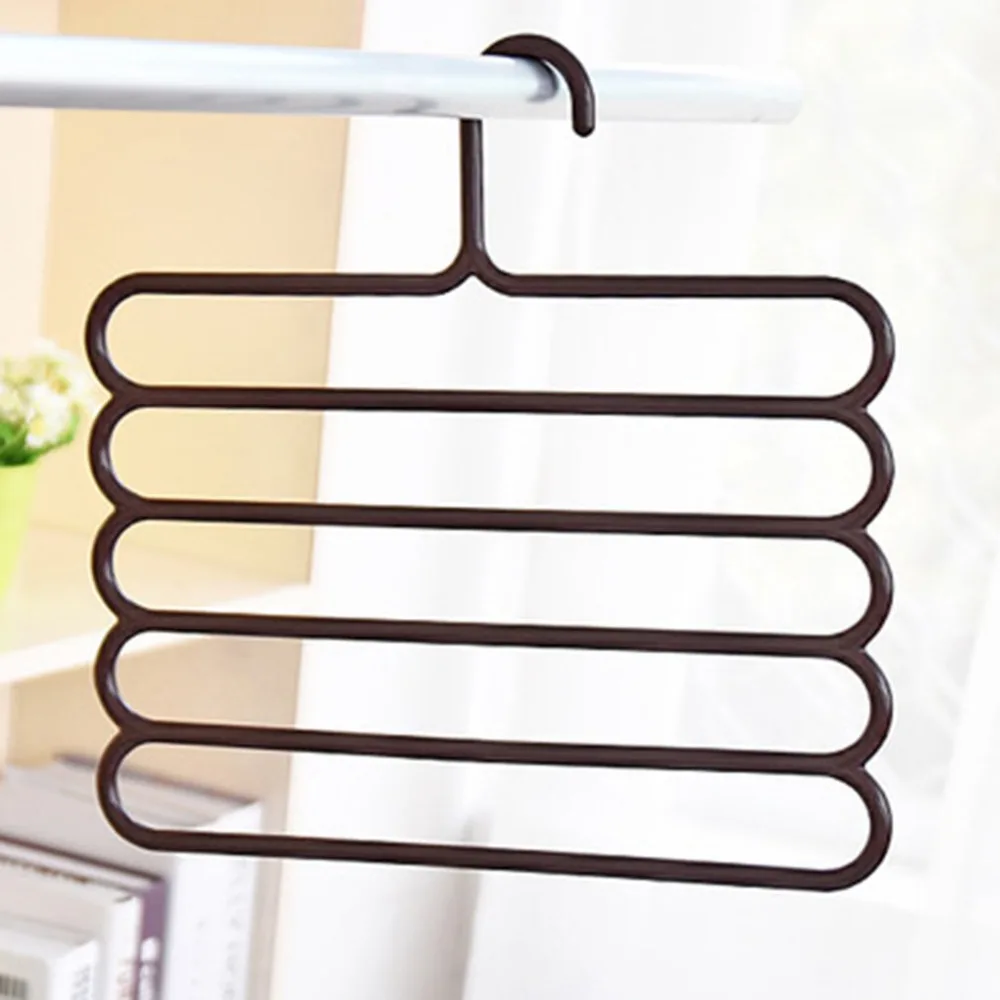

5 Layers Anti-slip MagicTrousers Hanger Multifunction PP Pants Closet Belt Holder Rack S-type Bathroom Saving Space