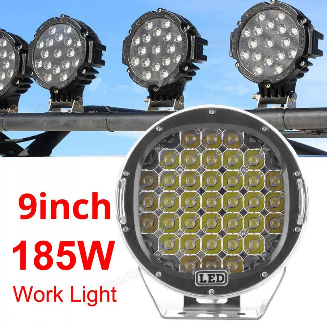 

9 Inch 185W 6000K Work Driving Lights Spot / Flood light HID Vehicle Driving Lights for Offroad SUV / ATV / Truck / Boat