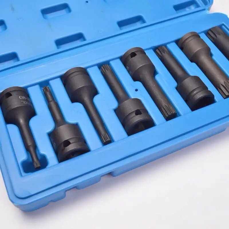 

8 Piece Impact Torx Star Bit Socket Set T30 T40 T45 T50 T55 T60 T70 T80 CR-MO Screwdriver Bit Socket 1/2" Square Drive 78mm Long