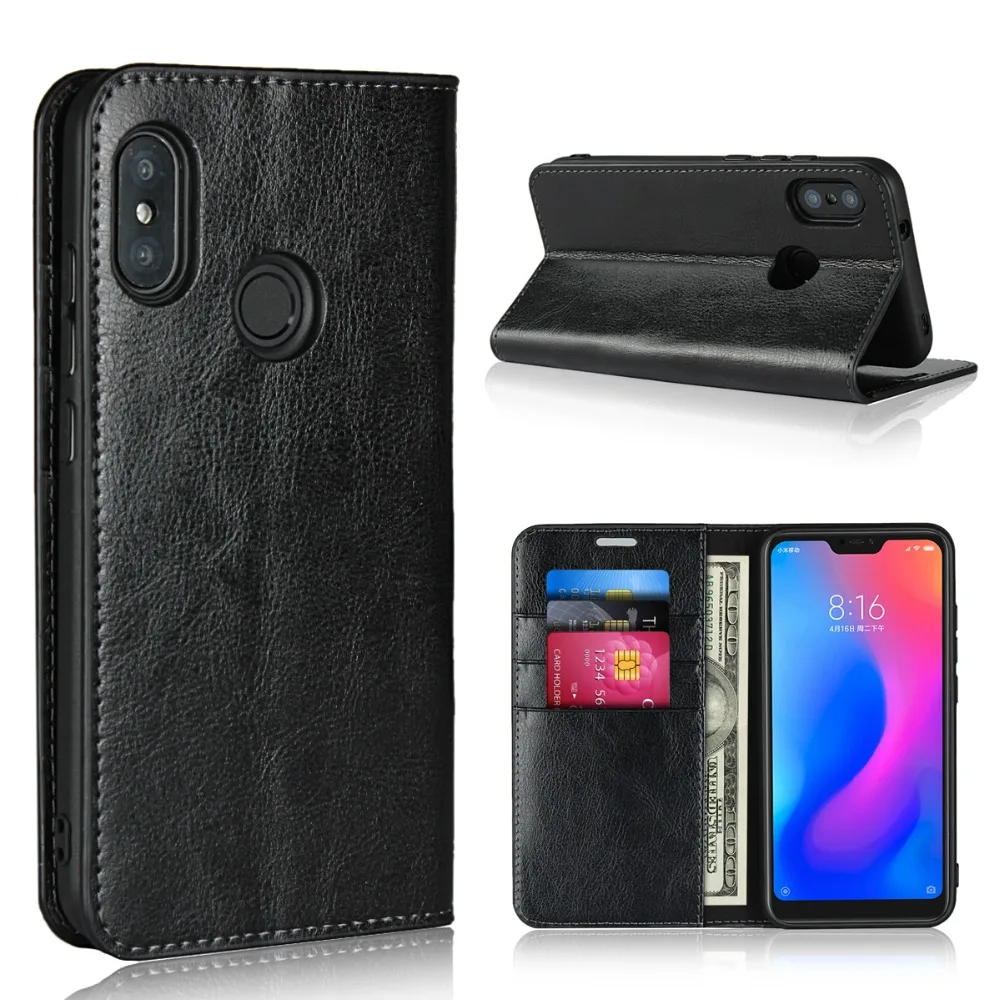 Чехол для Mi A2 lite чехол Xiaomi Роскошный кошелек из натуральной кожи книжка с