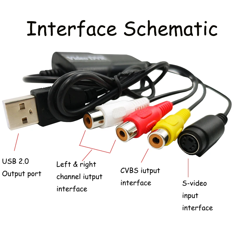 Карта видеозахвата USB 2 0 не требует установки накопителя CVBS/AV & S Video на для VHS камер