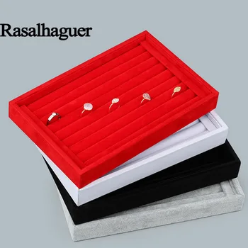 

Luxury Jewelry Display Velvet Slots Earrings Rings Tray Organizer Holder Case Box Free Shipping 5 Colors