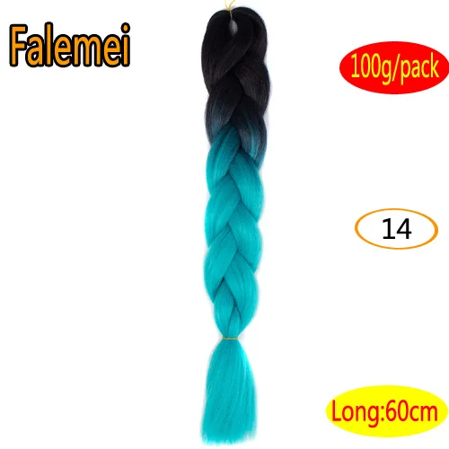P1B/30 FALEMEI 100 г/упак. 24 дюйма, вязанные косички, волосы, Омбре, два тона, цветные, огромные косички, волосы, синтетические волосы для кукол, вязанные волосы - Цвет: P1B/30