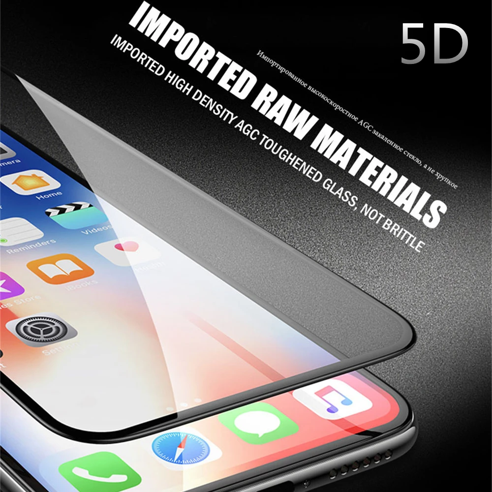 9D чехол для экрана из закаленного стекла 5D iPhone 6 6s 7 8 Plus Защитные чехлы телефона