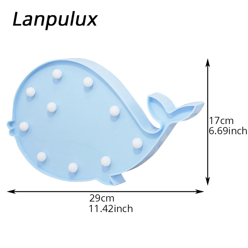 Милый ночник в форме Кита Lanpulux розовый синий Ночной светильник с животными