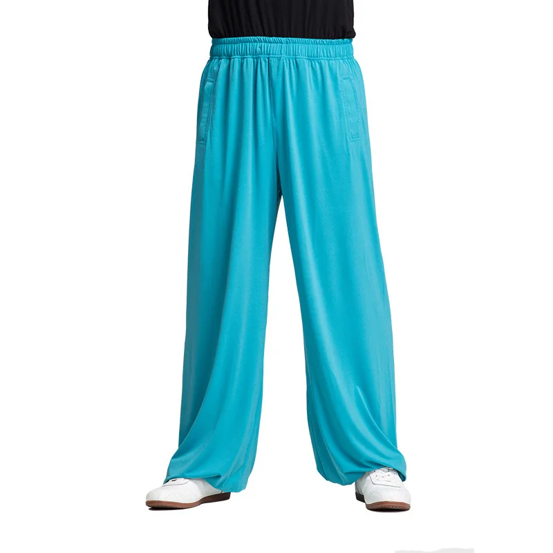 Тайцзи брюки для мужчин и женщин домашняя одежда брюки для занятий кунг-фу боевое искусство штаны для йоги - Цвет: blue