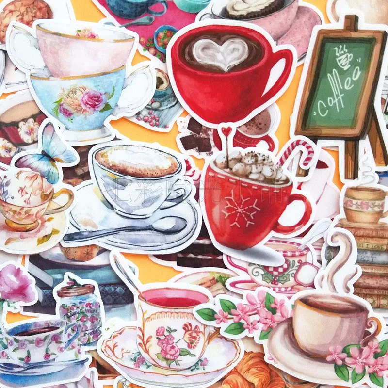 Creative colorful food drinks coffee house stickers DIY scrapbook album diary card making gifts crafts decorative stickers