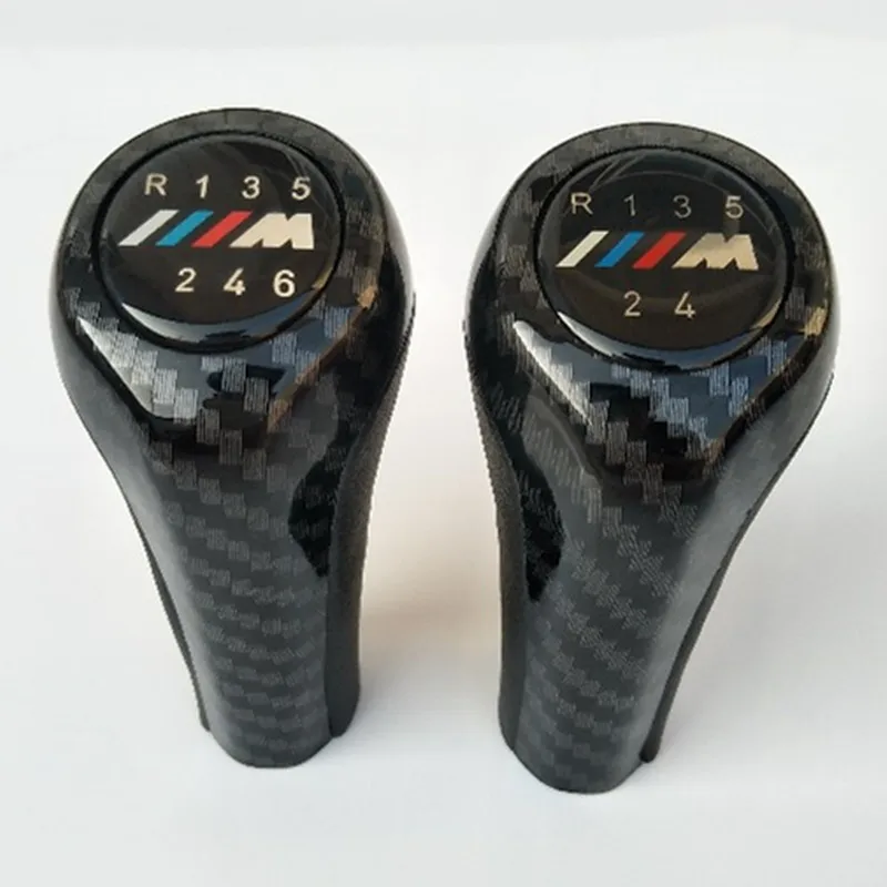 

6 5 Speed Carbon Fiber Car Gear Shift Knob With M Logo For BMW 1 3 5 6 Series E30 E32 E34 E36 E38 E39 E46 E53 E60 E63 E83 E84