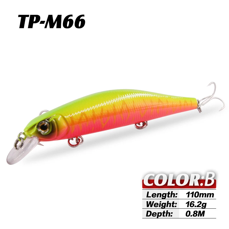 TacklePRO M66 приманка для рыбной ловли воблеры 110 мм 16,2 г 0,8 м подвесная популярная модель жесткие приманки для рыбы глубокий дайвинг бас - Цвет: B