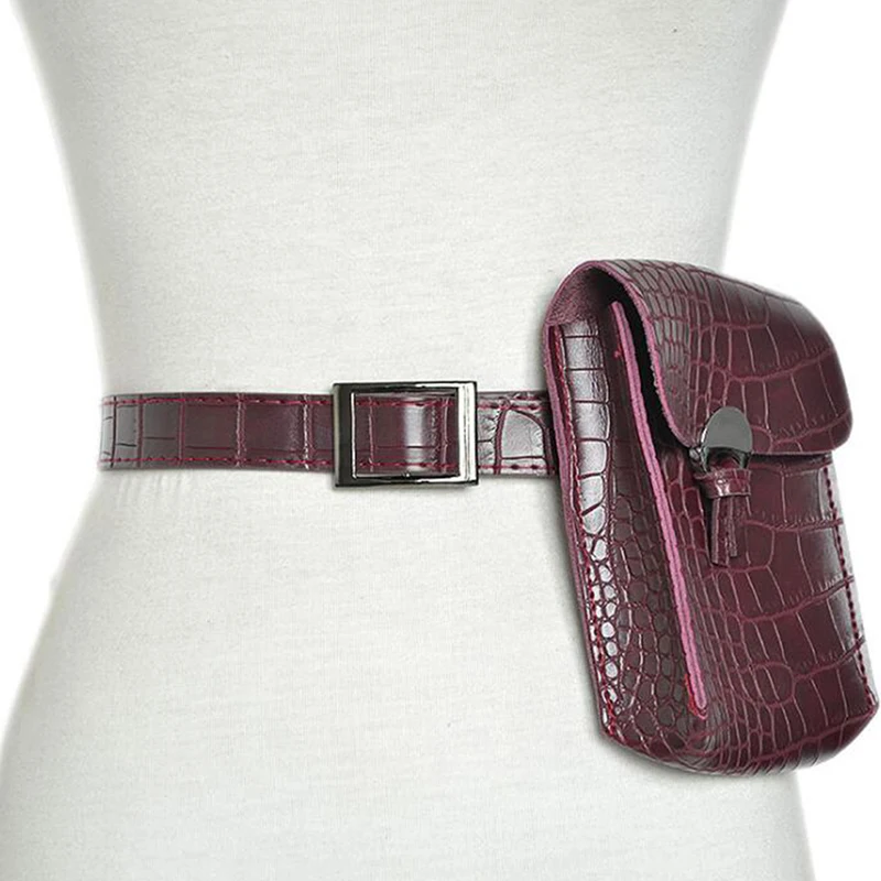

Crocodile Pattern PU Leather Waist Bags For Women 2019 Solid Color Casual Women Bags Belt Bags For Phone Female Pack Heuptas