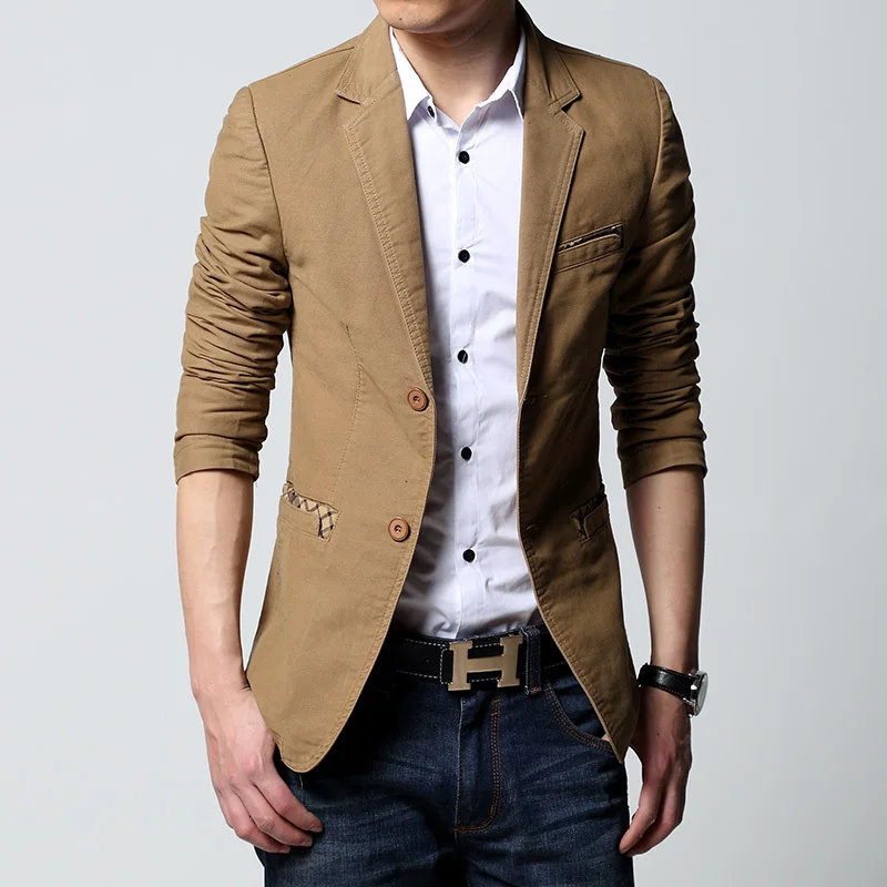 

2019 brand casual jacket terno masculino Men's Slim Fit blazer Black Coat Fashion One button khaki Suits Free Shiping size M-6XL