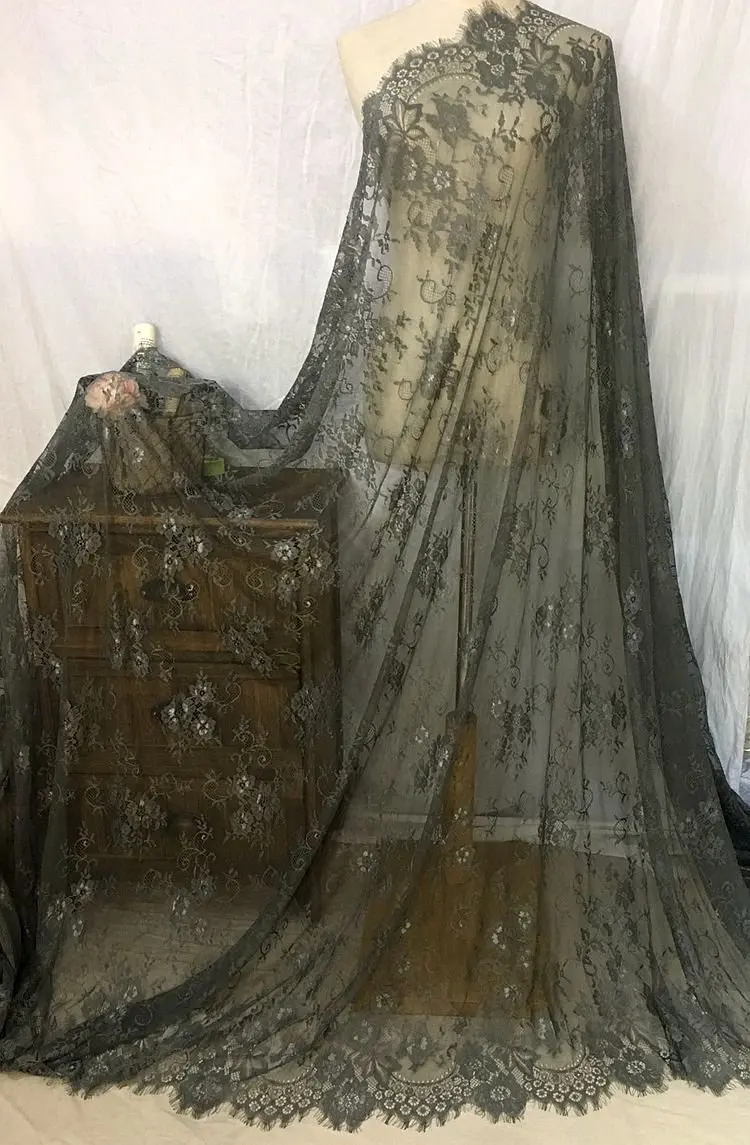 LASUI 3 метра = 1 шт. 12 цветов кружево с ресничками ткань французское свадебное платье модная ткань для кожи Аксессуары C0271 - Цвет: Dark gray