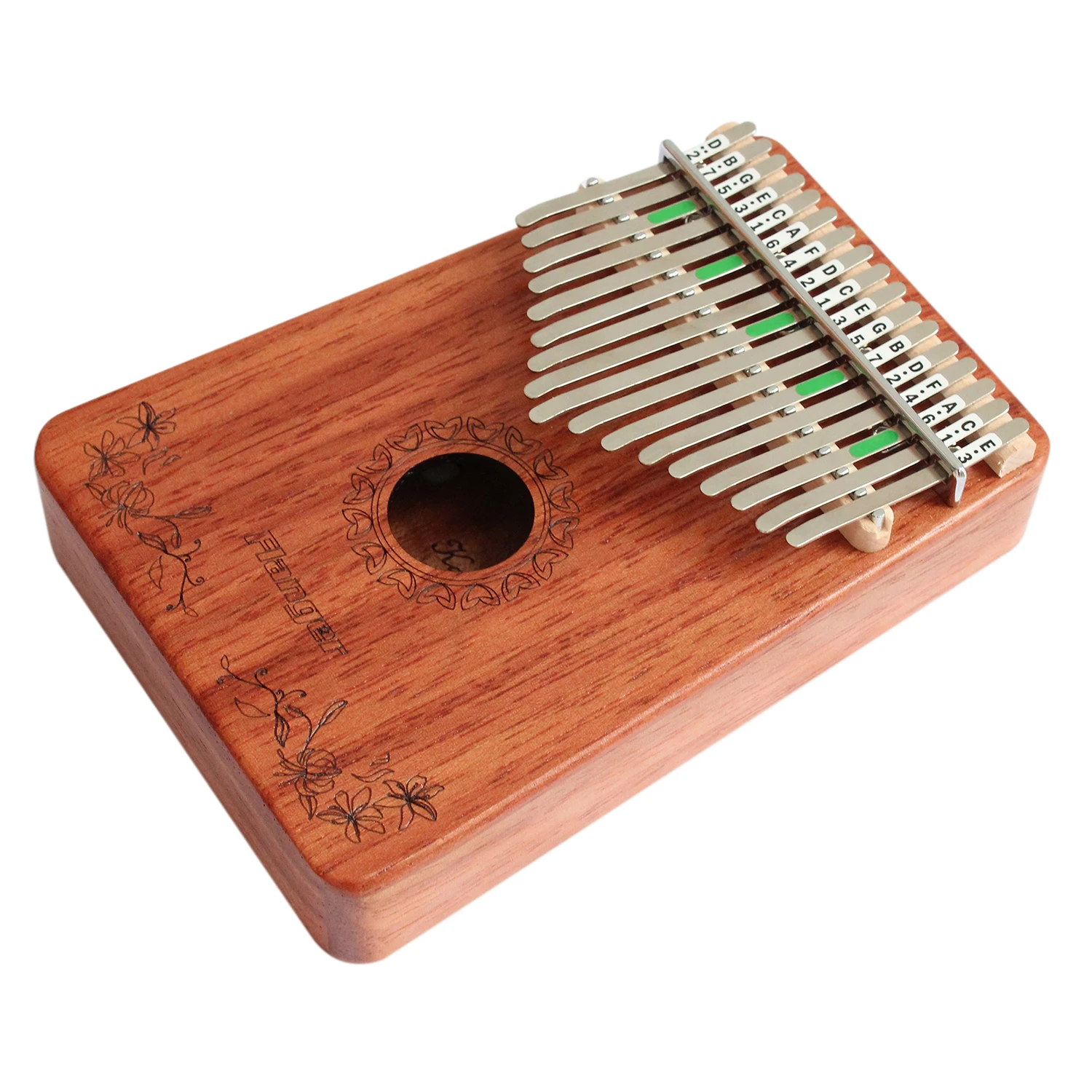 

HOT-Flanger C 17 Key Finger Kalimba Aca Wood Thumb Pocket Size Beginners Piano Support Bag Keyboard Wooden Stringed Instrument