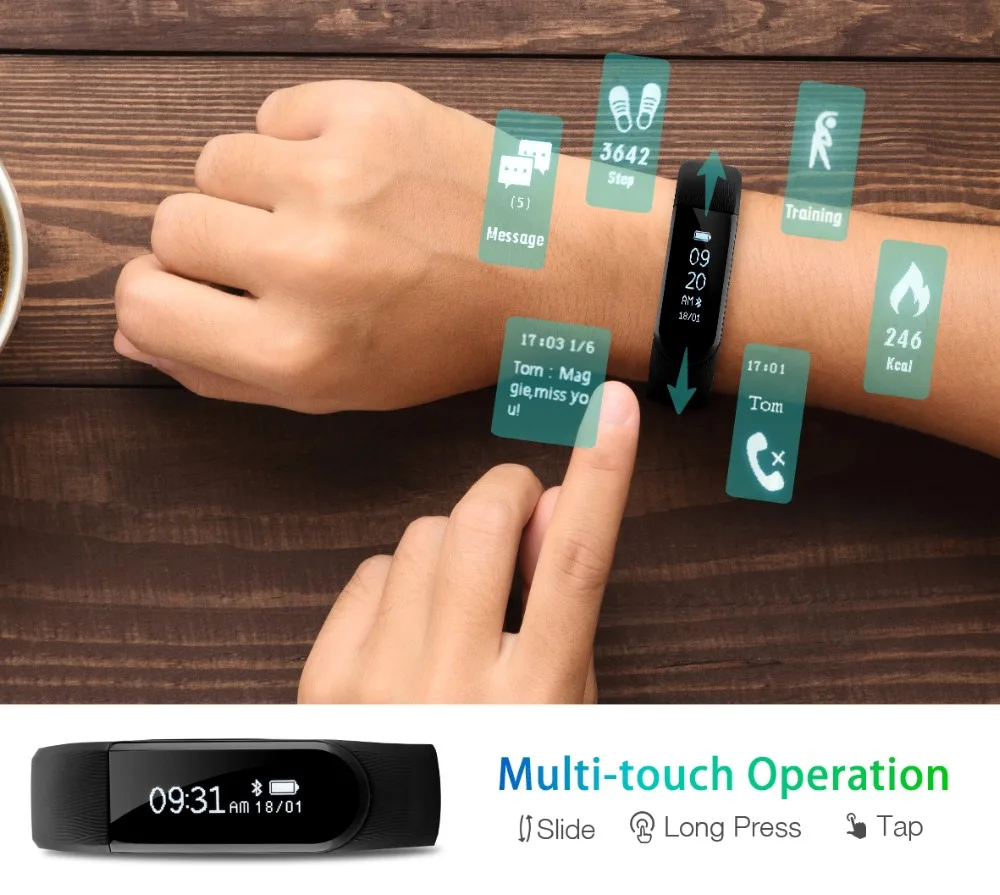 

VicTsing Fitness Tracker IPX7 Waterproof Smartband With Heart Rate Monitor&Sleep Monitor Touch Screen Sport Wristband Bracelet