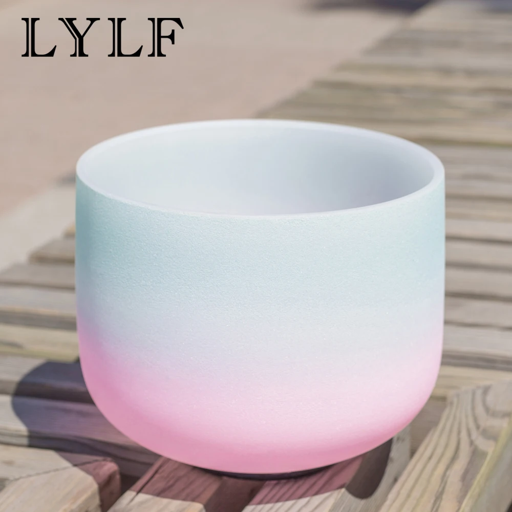 

8 Inch Mint Green Light Pink Quartz Crystal Singing Bowl 440HZ 432HZ C D E F G A B Chakra 8"