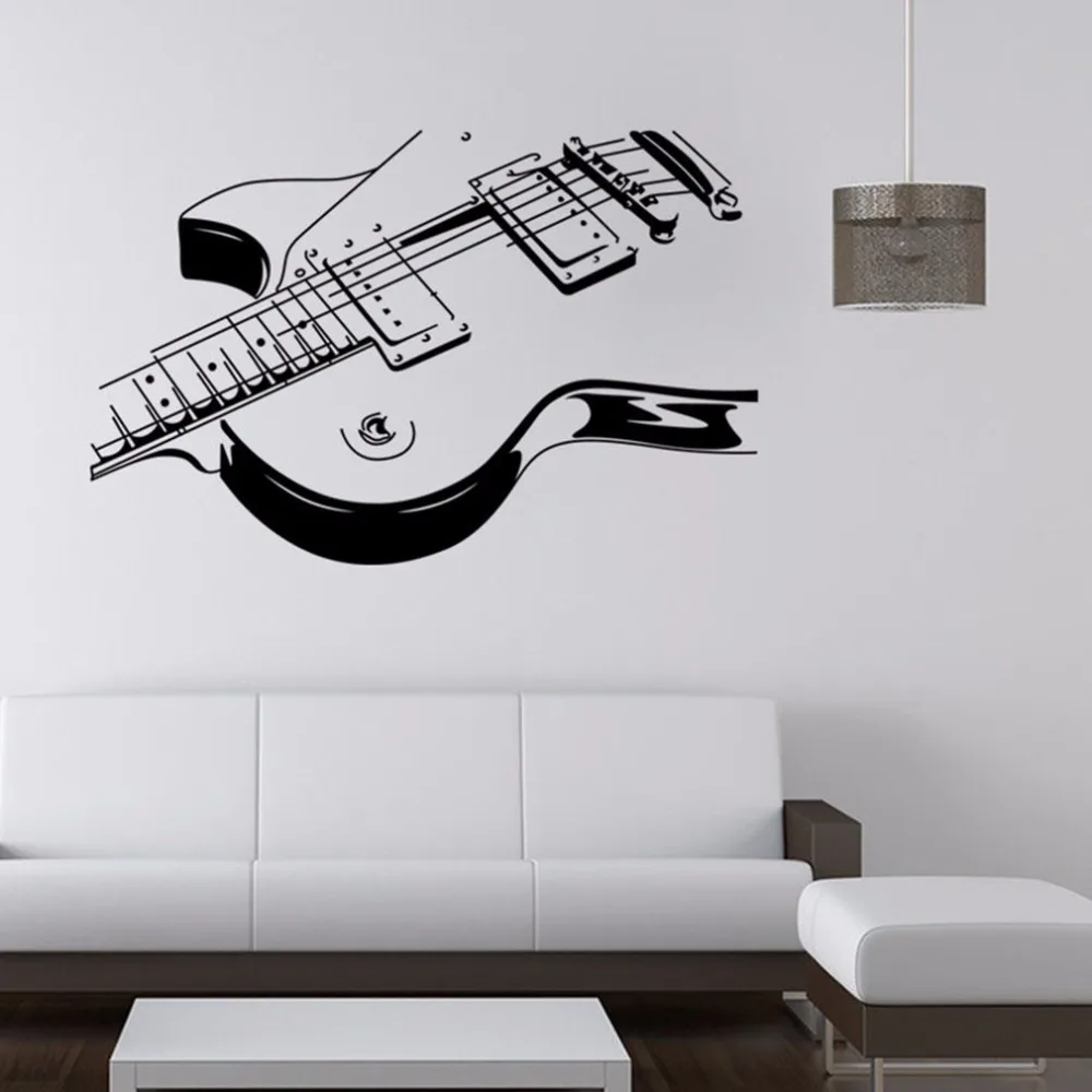 Съемный ПВХ музыкальный инструмент, гитара стены Стикеры украшения дома Гостиная Спальня стены Переводные расписные картинки черный домашний декор