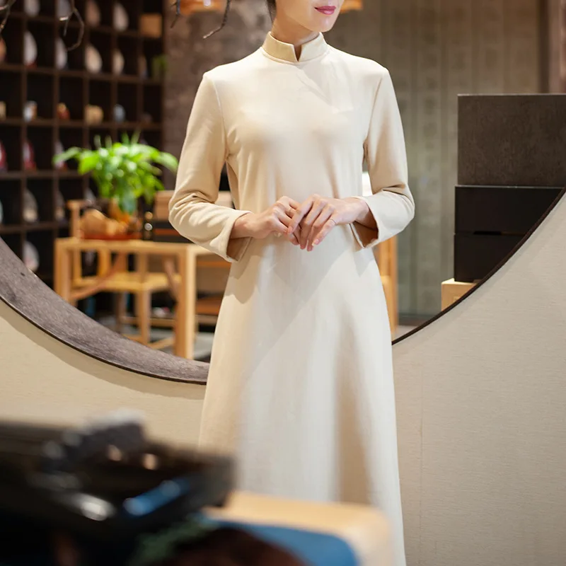 Original Design New Autumn and Winter 2019 Women's Clothes Dress Chinese Style Retro Women Slim Dress D902