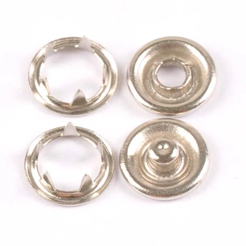 

50sets(4pcs 1set) Sliver Metal Prong Snap Buttons Press Studs Fasteners Baby Romper Buckle Button For Clothes Sew 9.5mm C2123