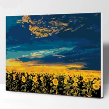 Красота подсолнечника DIY картина по номерам ручная роспись маслом живое комнатное домашнее настенное украшение цветы цветение произведение искусства