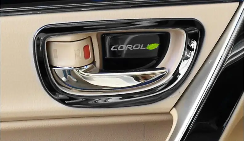 Авто стилизации интерьеров, автомобиля Внутренний дверной ручки отделкой Наклейка для Toyota Corolla-, тюнинг автомобилей - Название цвета: Черный