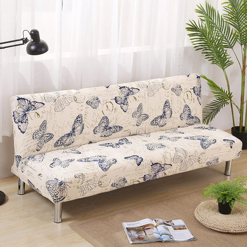 

Printing butterfly Sofa Bed Cover Folding seat slipcovers Modern stretch covers cheap Armless Couch Protector Towel wrap bench