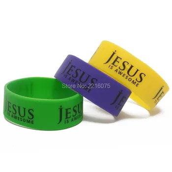 

300pcs One inch Religious Jesus Is Awesome wristband silicone bracelets free shipping by DHL express