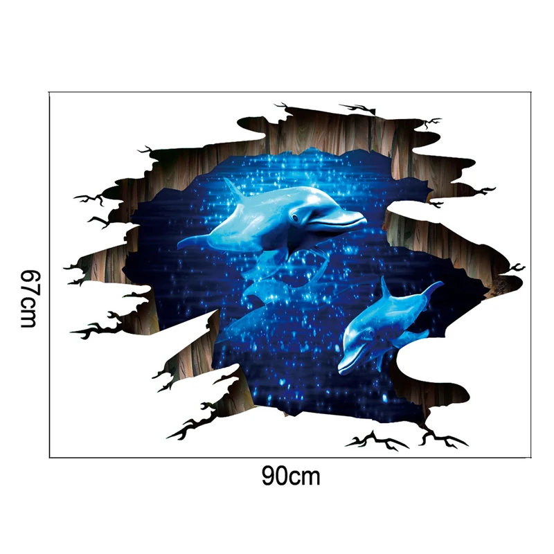 [Fundecor] 3D Phantom dolphins сломанные наклейки на стену съемные для гостиной, спальни, пола потолочное украшение для дома художественные наклейки на стены