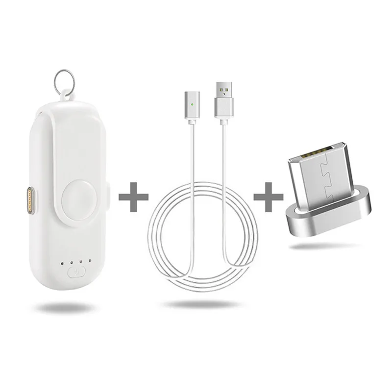 Портативное магнитное зарядное устройство для IPhone/samsung/Xiaomi/huawei, магнитное зарядное устройство с кабелем, быстрое зарядное устройство для Lightning type-C Android - Тип штекера: Android  white