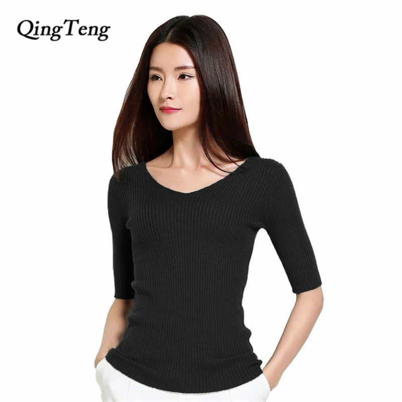 Buy Summer Women's Cashmere V Neck Short Half Sleeve