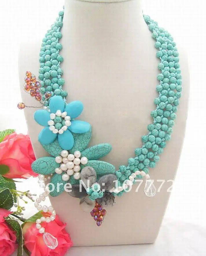

Charming! Pearl&Blue Crystal Necklace