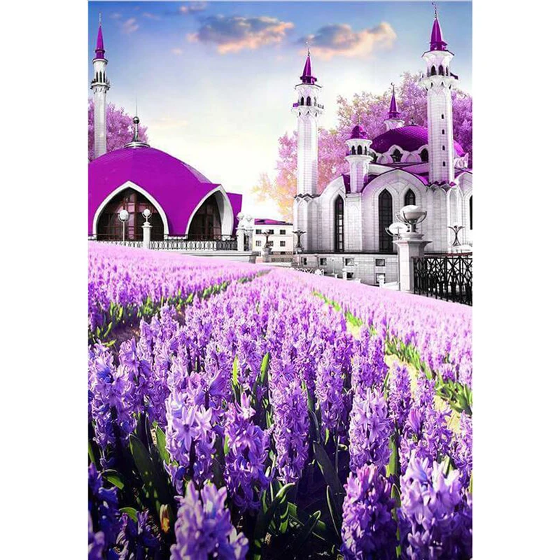 

NEW Full 5D Diy Daimond Painting Cross-stitch Purple mosque 3D Diamond Painting Full Rhinestones Paintings Embroidery Gifts H355