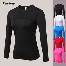 Vertvie, футболки с длинным рукавом для женщин, для йоги, тренажерного зала, компрессионные колготки, спортивная одежда для фитнеса, быстросохнущие топы для бега, Корректирующее тело, футболки