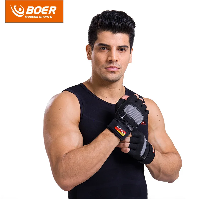 Body Building Gym Fitness Gloves Women Men with Long Belt Weightlifting Crossfit Gloves Barbell Dumbbell pesas gimnasio